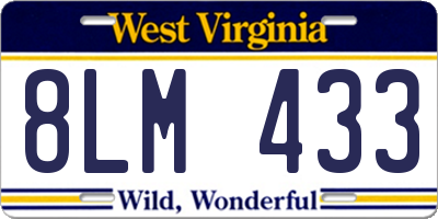 WV license plate 8LM433
