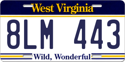 WV license plate 8LM443
