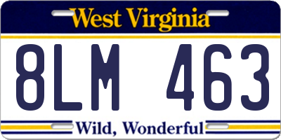 WV license plate 8LM463