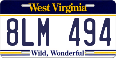 WV license plate 8LM494