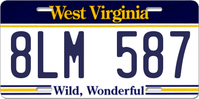 WV license plate 8LM587
