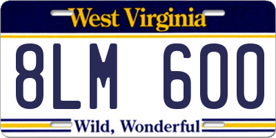 WV license plate 8LM600