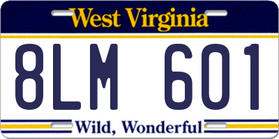 WV license plate 8LM601