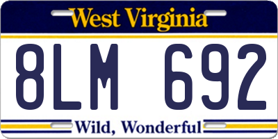 WV license plate 8LM692