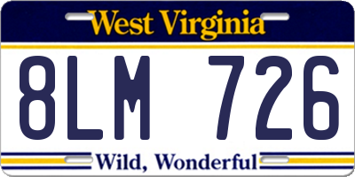 WV license plate 8LM726