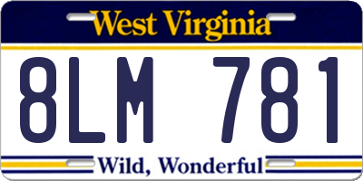 WV license plate 8LM781
