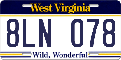WV license plate 8LN078
