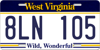 WV license plate 8LN105
