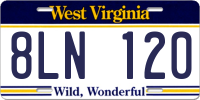 WV license plate 8LN120