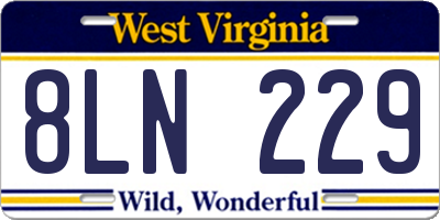 WV license plate 8LN229
