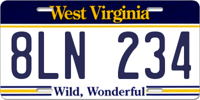 WV license plate 8LN234