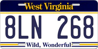 WV license plate 8LN268