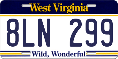 WV license plate 8LN299