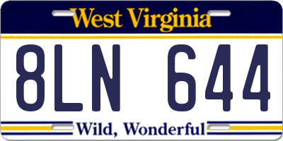 WV license plate 8LN644