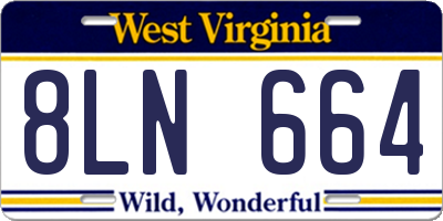 WV license plate 8LN664