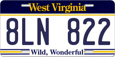 WV license plate 8LN822