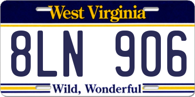 WV license plate 8LN906