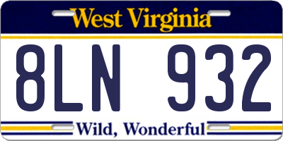 WV license plate 8LN932