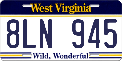 WV license plate 8LN945