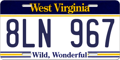 WV license plate 8LN967