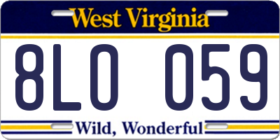 WV license plate 8LO059