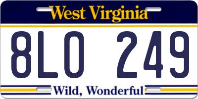 WV license plate 8LO249
