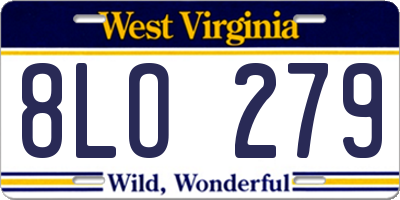 WV license plate 8LO279