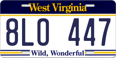 WV license plate 8LO447