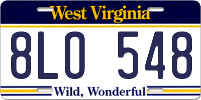 WV license plate 8LO548
