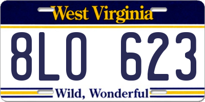 WV license plate 8LO623