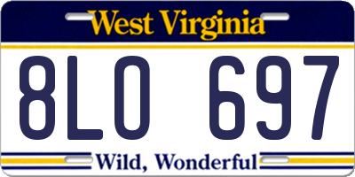 WV license plate 8LO697