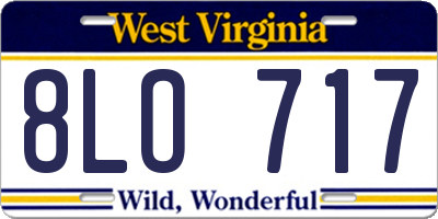 WV license plate 8LO717