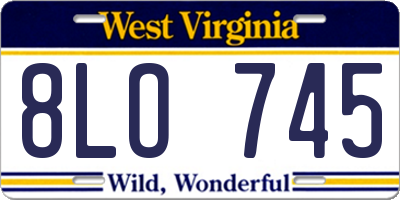 WV license plate 8LO745