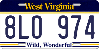 WV license plate 8LO974