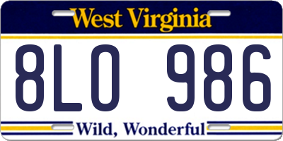 WV license plate 8LO986