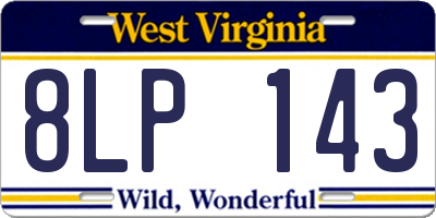 WV license plate 8LP143
