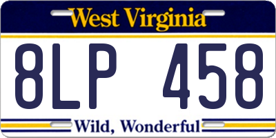 WV license plate 8LP458