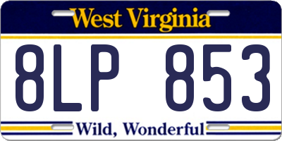 WV license plate 8LP853