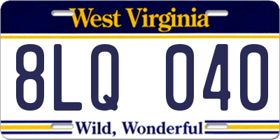 WV license plate 8LQ040