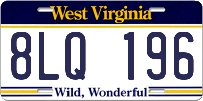 WV license plate 8LQ196