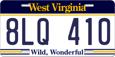 WV license plate 8LQ410
