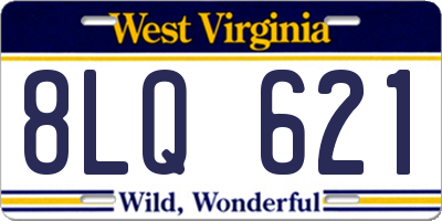 WV license plate 8LQ621