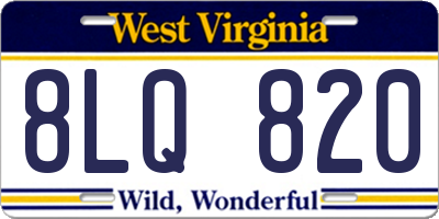 WV license plate 8LQ820
