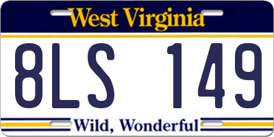 WV license plate 8LS149