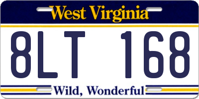 WV license plate 8LT168