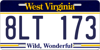 WV license plate 8LT173