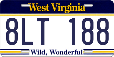 WV license plate 8LT188
