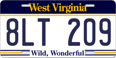 WV license plate 8LT209