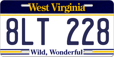WV license plate 8LT228