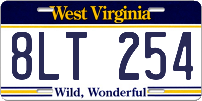 WV license plate 8LT254